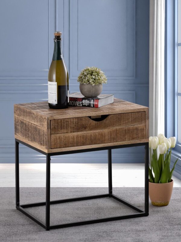 Table de nuit table de nuit en bois 45x45x35cm console de nuit table d'appoint Maya structure métal