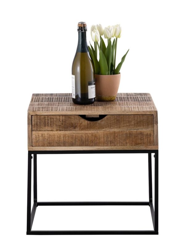 Table de nuit table de nuit en bois 45x45x35cm console de nuit table d'appoint Maya structure métal – Image 2