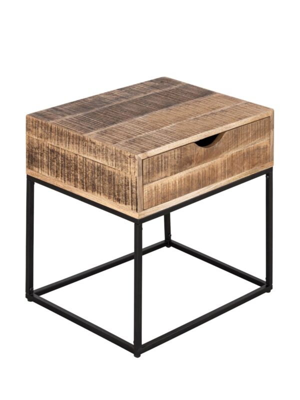 Table de nuit table de nuit en bois 45x45x35cm console de nuit table d'appoint Maya structure métal – Image 3
