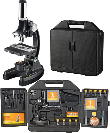 Microscopen microscope avec boîtier 33 cm acier noir 24 pièces - National Geographic – Image 5
