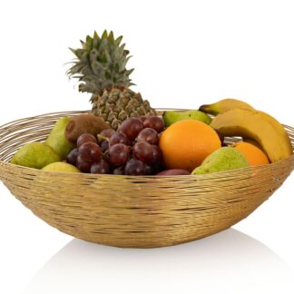 Corbeille à fruits ø 40 cm H 11 cm Corbeille à pain coupe à fruits métal ronde argent ou or structure fil métallique Vita