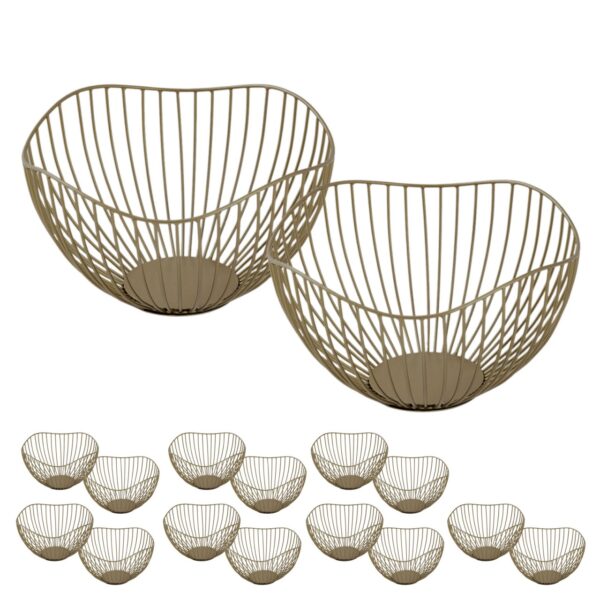 Corbeille à fruits 16 pièces métal ø 25 H 14 cm corbeille à pain set 2 x 8 PU coupe à fruits métal vague noir ou or