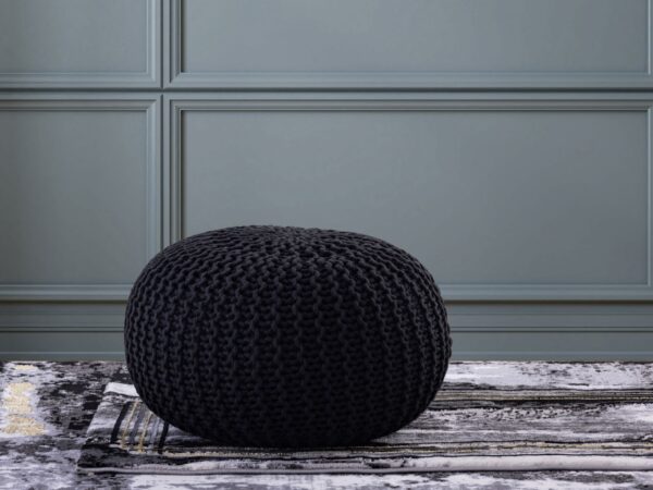 Pouf PREMIUM ø45cm tabouret pouf tricoté terrasse intérieure piscine jardin durable – Image 2