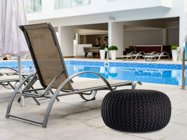 Pouf PREMIUM ø45cm tabouret pouf tricoté terrasse intérieure piscine jardin durable – Image 8