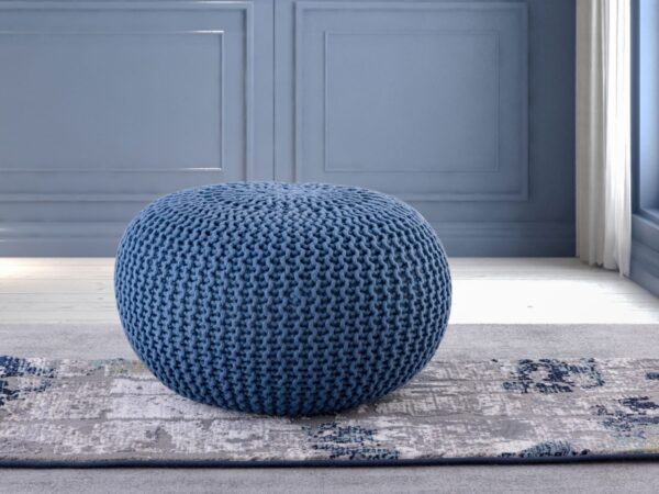 Pouf PREMIUM ø45cm tabouret pouf tricoté terrasse intérieure piscine jardin durable – Image 2