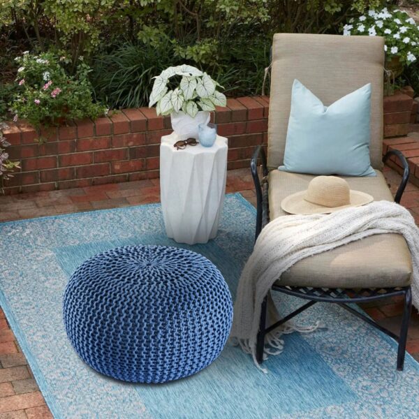 Pouf PREMIUM ø45cm tabouret pouf tricoté terrasse intérieure piscine jardin durable – Image 7