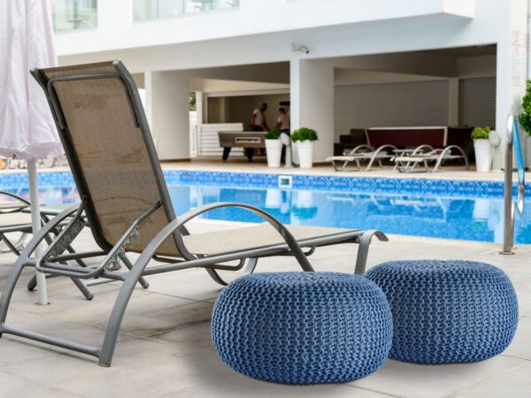 Pouf PREMIUM ø45cm tabouret pouf tricoté terrasse intérieure piscine jardin durable – Image 8
