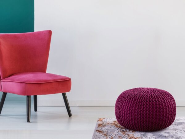 Pouf PREMIUM ø45cm tabouret pouf tricoté terrasse intérieure piscine jardin durable – Image 2