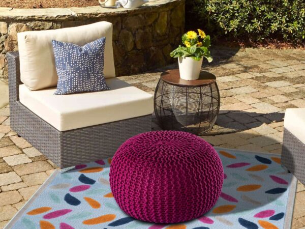 Pouf PREMIUM ø45cm tabouret pouf tricoté terrasse intérieure piscine jardin durable – Image 7