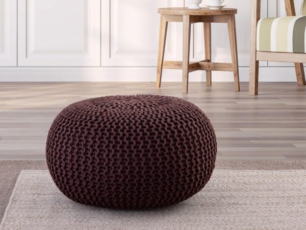 Pouf PREMIUM ø45cm tabouret pouf tricoté terrasse intérieure piscine jardin durable – Image 2