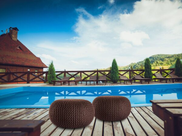 Pouf PREMIUM ø45cm tabouret pouf tricoté terrasse intérieure piscine jardin durable – Image 7