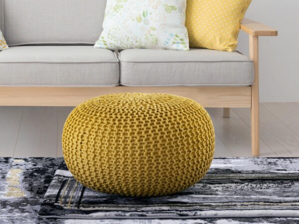 Pouf PREMIUM ø45cm tabouret pouf tricoté terrasse intérieure piscine jardin durable – Image 2