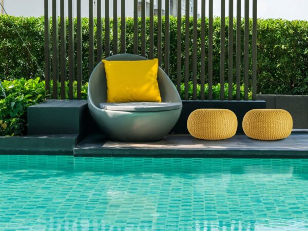 Pouf PREMIUM ø45cm tabouret pouf tricoté terrasse intérieure piscine jardin durable – Image 8