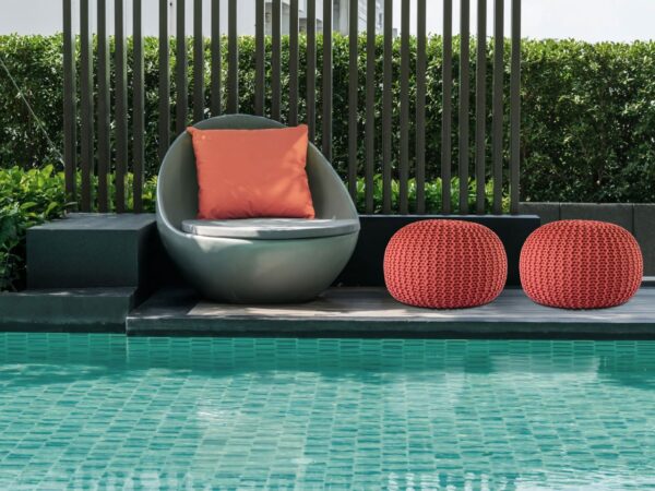 Pouf PREMIUM ø45cm tabouret pouf tricoté terrasse intérieure piscine jardin durable – Image 7