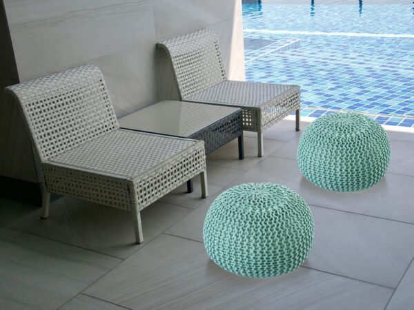 Pouf PREMIUM ø45cm tabouret pouf tricoté terrasse intérieure piscine jardin durable – Image 8