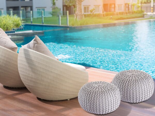 Pouf extérieur ø55cm pouf assise terrasse piscine jardin – Image 7