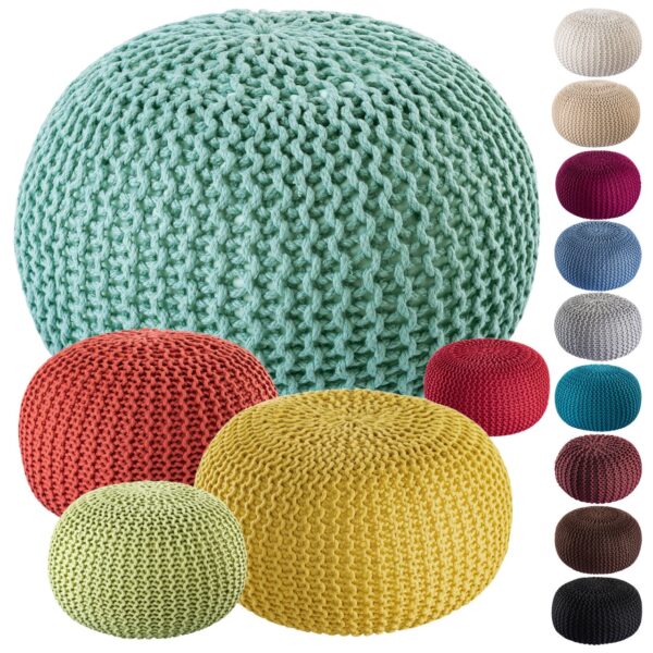 Pouf PREMIUM ø45cm tabouret pouf tricoté terrasse intérieure piscine jardin durable