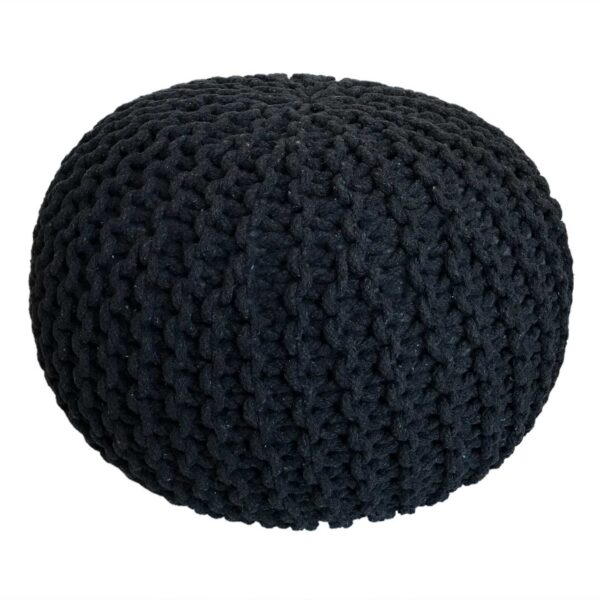 Pouf Ø 55 H 37 H 37 tabouret tricoté siège pouf coussin de sol durable – Image 2