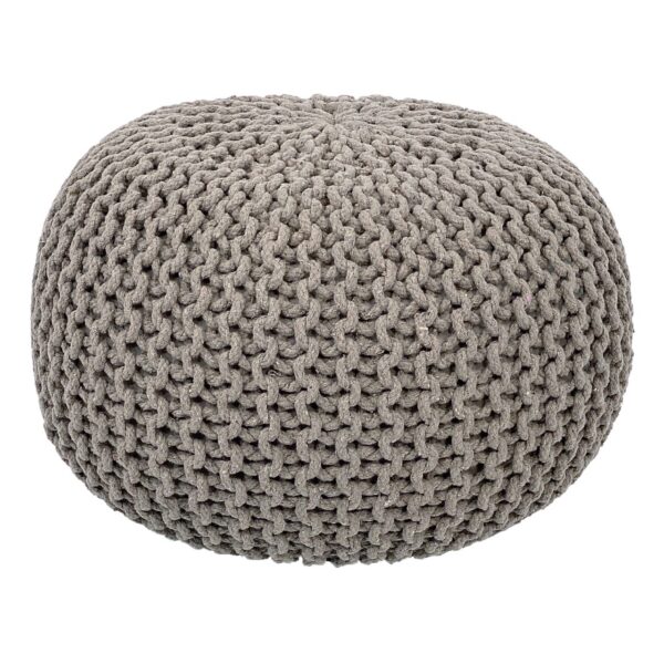 Tabouret Pouf SET 2 pièces Ø 55 cm H 37 cm Tabouret tricoté coussin de sol aspect tricot grossier durable – Image 2