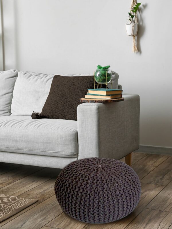 Pouf tabouret tricoté Ø 45 H 30 cm pouf d'assise cm coussin de sol tricoté – Image 5