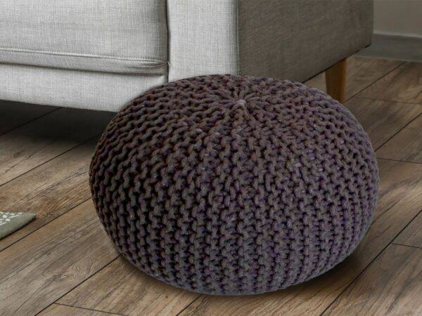 Pouf tabouret tricoté Ø 45 H 30 cm pouf d'assise cm coussin de sol tricoté