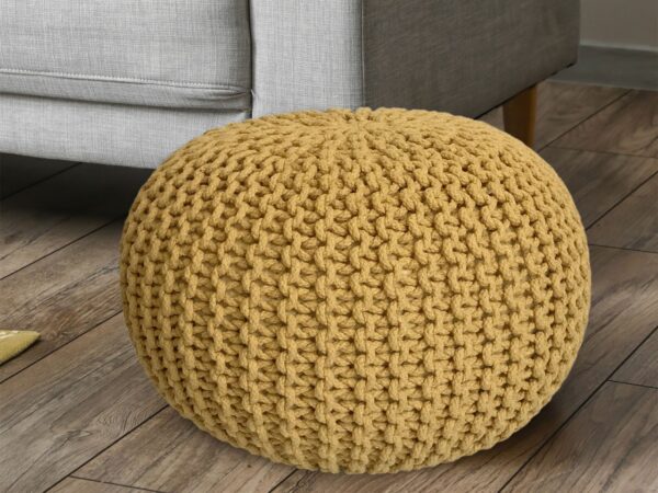 Pouf Ø 55 H 37 H 37 tabouret tricoté siège pouf coussin de sol durable