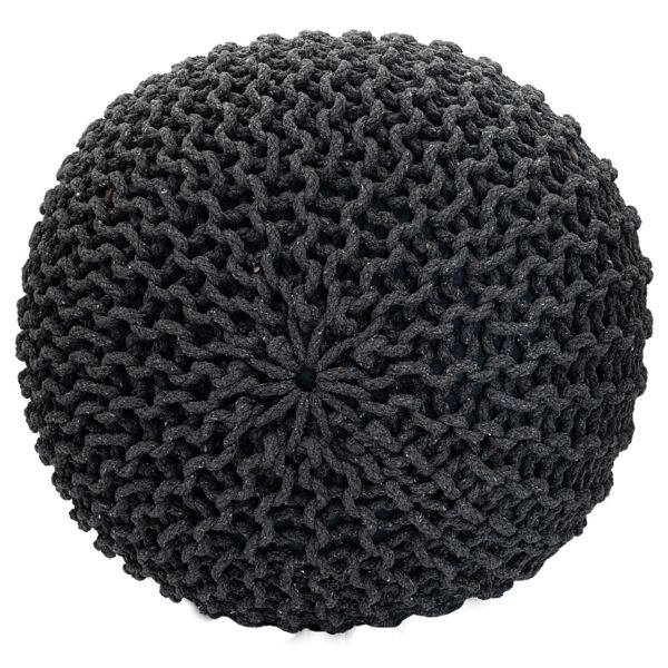 Tabouret Pouf SET 2 pièces Ø 55 cm H 37 cm Tabouret tricoté coussin de sol aspect tricot grossier durable – Image 3