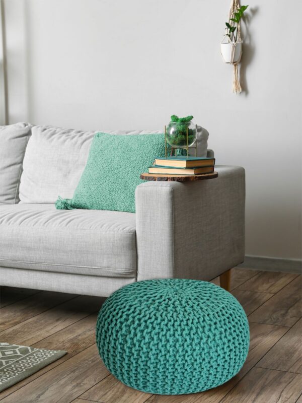 Pouf Ø 55 H 37 H 37 tabouret tricoté siège pouf coussin de sol durable – Image 5
