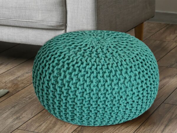 Pouf Ø 55 H 37 H 37 tabouret tricoté siège pouf coussin de sol durable
