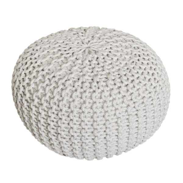 Tabouret Pouf SET 2 pièces Ø 55 cm H 37 cm Tabouret tricoté coussin de sol aspect tricot grossier durable – Image 2