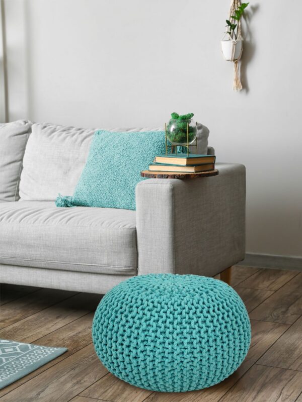 Pouf Ø 55 H 37 H 37 tabouret tricoté siège pouf coussin de sol durable – Image 7