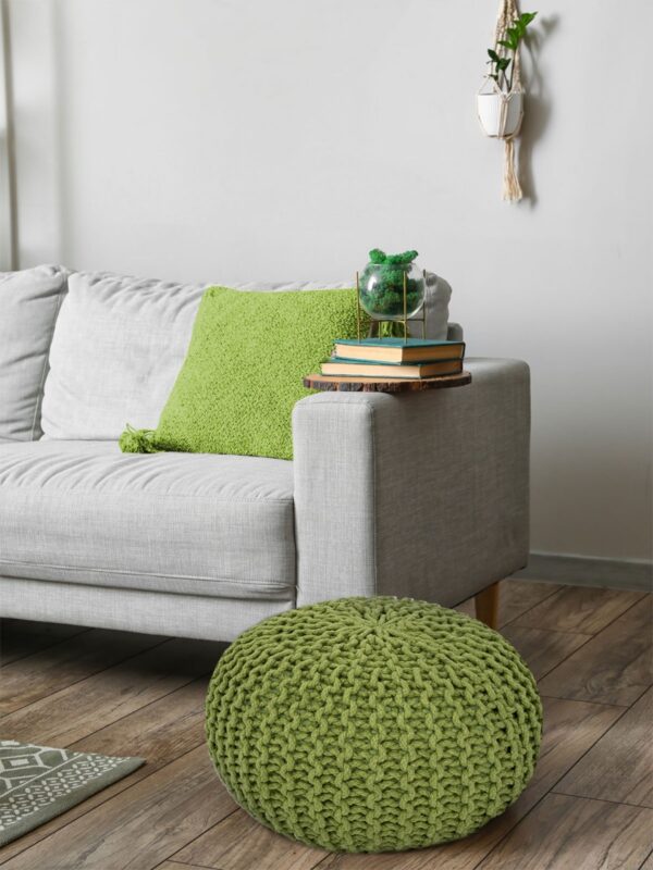 Pouf Ø 55 H 37 H 37 tabouret tricoté siège pouf coussin de sol durable – Image 5