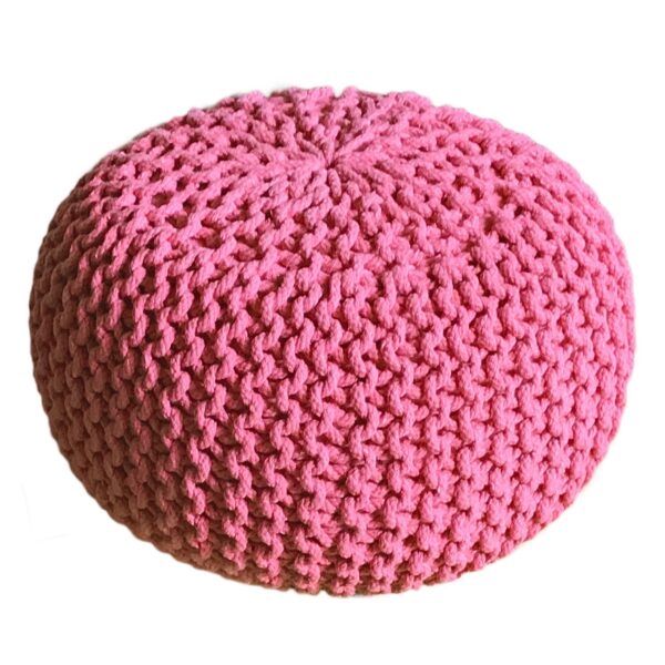 Pouf Ø 55 H 37 H 37 tabouret tricoté siège pouf coussin de sol durable – Image 2