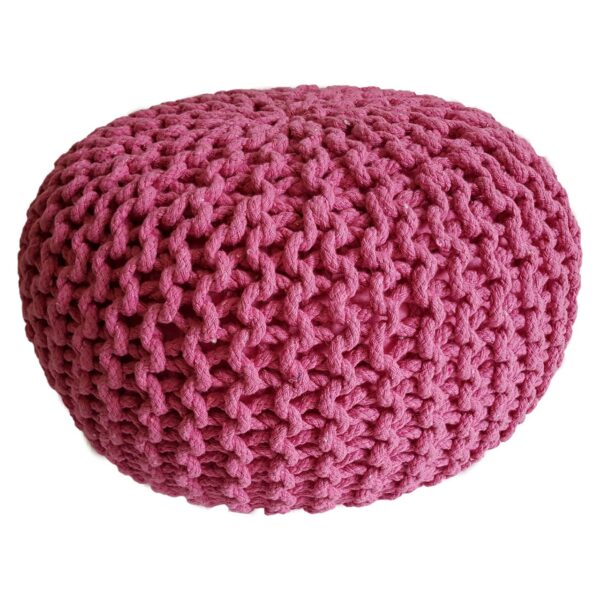 Tabouret Pouf SET 2 pièces Ø 55 cm H 37 cm Tabouret tricoté coussin de sol aspect tricot grossier durable – Image 6