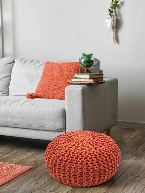 Pouf Ø 55 H 37 H 37 tabouret tricoté siège pouf coussin de sol durable – Image 4