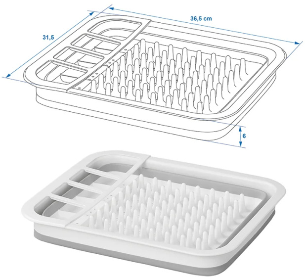 Dishwashing racks porte-vaisselle pliable 31,5 x 36,5 x 13 cm gris/blanc - ProPlus – Image 13