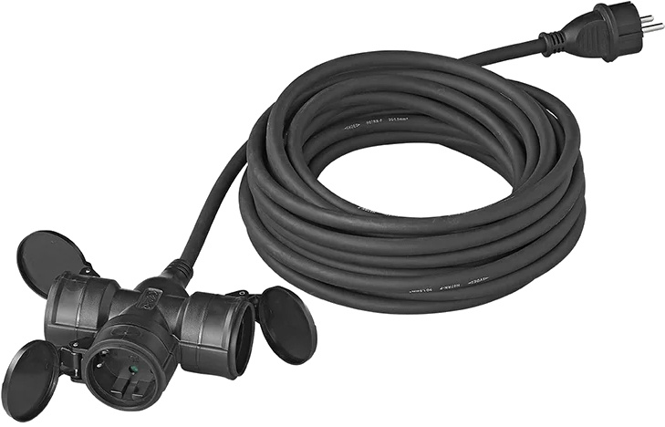 Power cables câble d'extension Schuko 3-gang 20 mètres 3x1.5mm² noir - ProPlus – Image 10