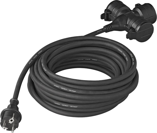 Power cables câble d'extension Schuko 3-gang 20 mètres 3x1.5mm² noir - ProPlus – Image 11