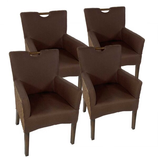 Chaises de salle à manger lot de 4 fauteuils en rotin chaise rembourrée Bilbao chaise rembourrée marron prairie