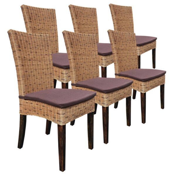 Chaises de salle à manger lot de 6 chaises en rotin chaises de jardin d'hiver en osier Cardine cabana
