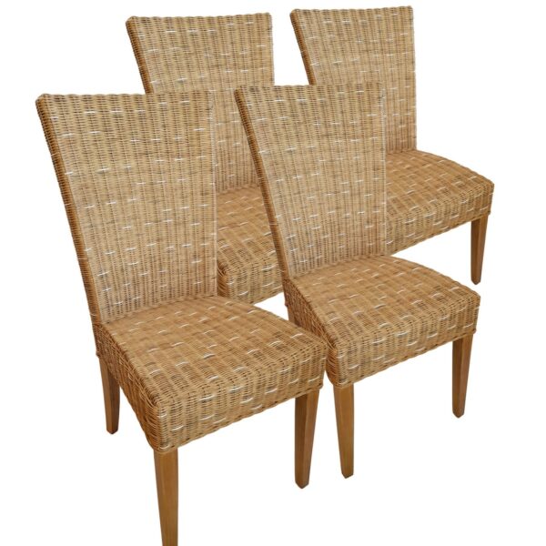 Chaises de salle à manger lot de 4 chaises en rotin chaises de table à manger de jardin d'hiver chaises en osier Cardine cappuccino