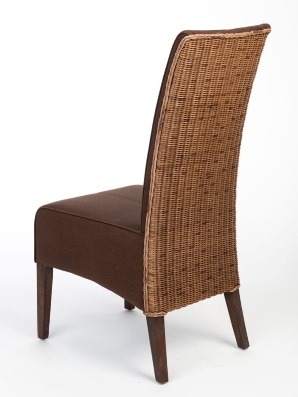 Chaises en rotin lot de 4 chaises de salle à manger chaises rembourrées Antonio revêtement marron aspect suède cognac – Image 3