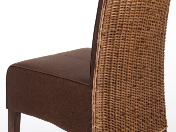 Chaises en rotin lot de 4 chaises de salle à manger chaises rembourrées Antonio revêtement marron aspect suède cognac – Image 4