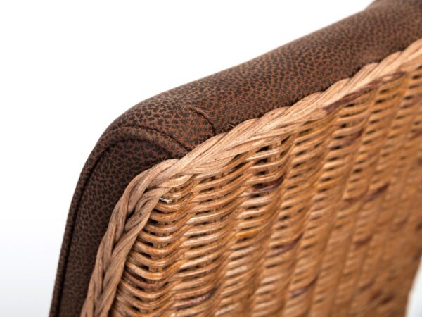Chaises en rotin lot de 4 chaises de salle à manger chaises rembourrées Antonio revêtement marron aspect suède cognac – Image 5
