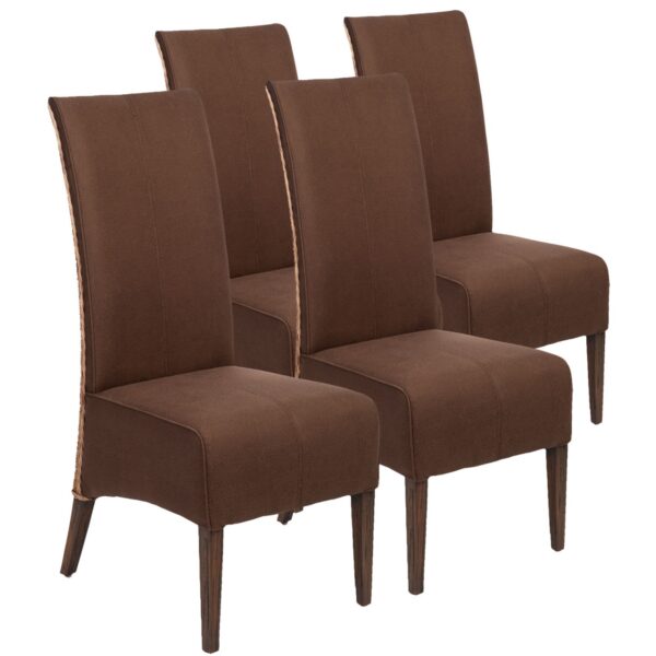 Chaises en rotin lot de 4 chaises de salle à manger chaises rembourrées Antonio revêtement marron aspect suède cognac