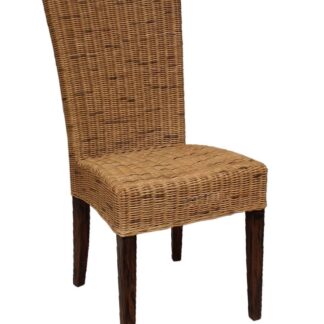 Chaise de salle à manger en rotin, chaise de jardin d'hiver en osier durable Cardine cabana marron