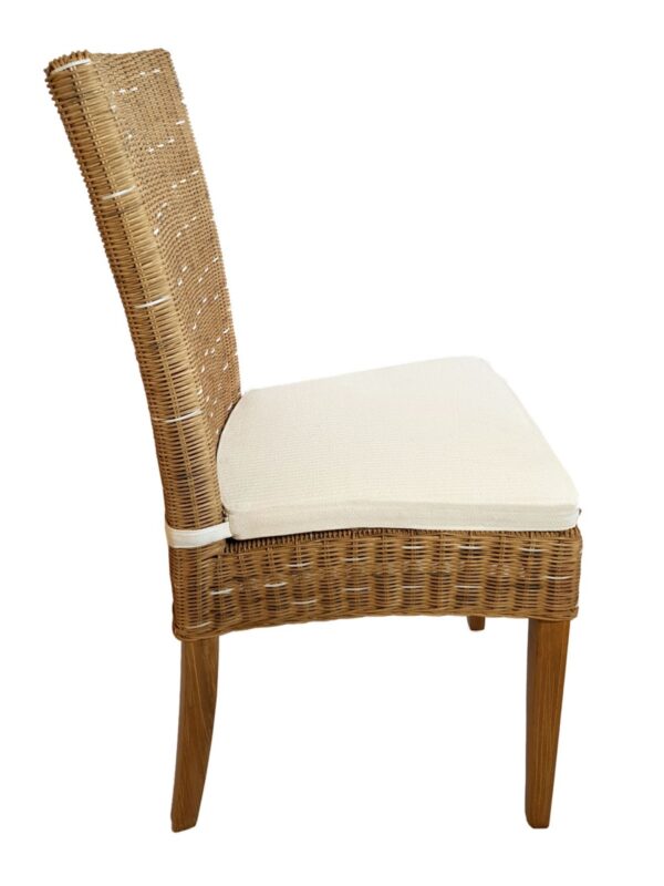 Chaise de salle à manger en rotin, chaise de jardin d'hiver, en osier, durable, Cardine cappuccino naturel – Image 2