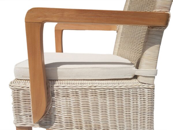 Chaise de salle à manger avec accoudoirs, chaise en rotin blanc, chaise en osier Perth, fauteuil en rotin durable – Image 5