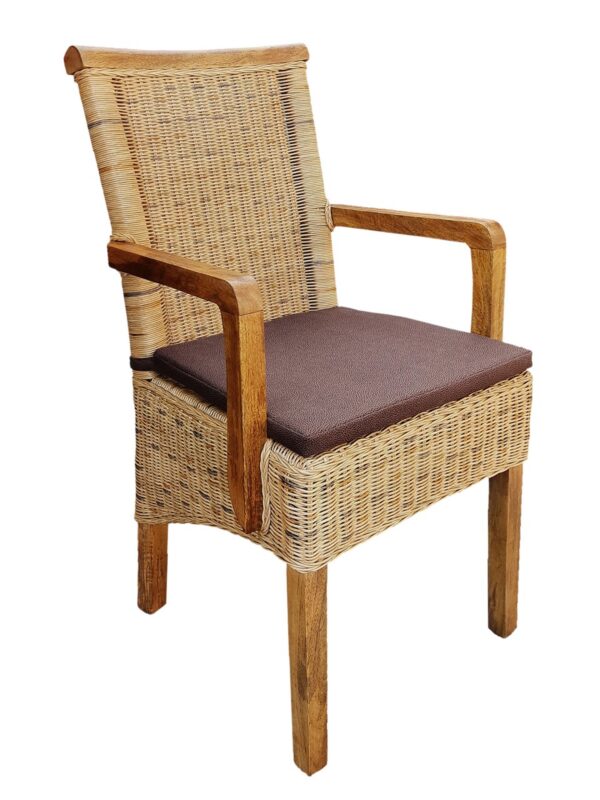 Chaises de salle à manger lot de 2 chaise en rotin avec accoudoirs tabac Perth chaise en osier fauteuil en rotin – Image 2