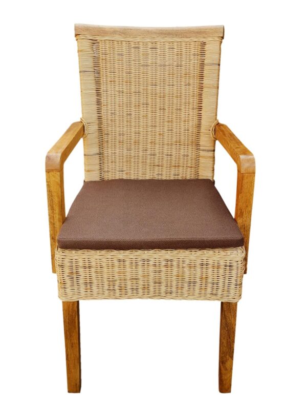 Chaises de salle à manger lot de 2 chaise en rotin avec accoudoirs tabac Perth chaise en osier fauteuil en rotin – Image 3